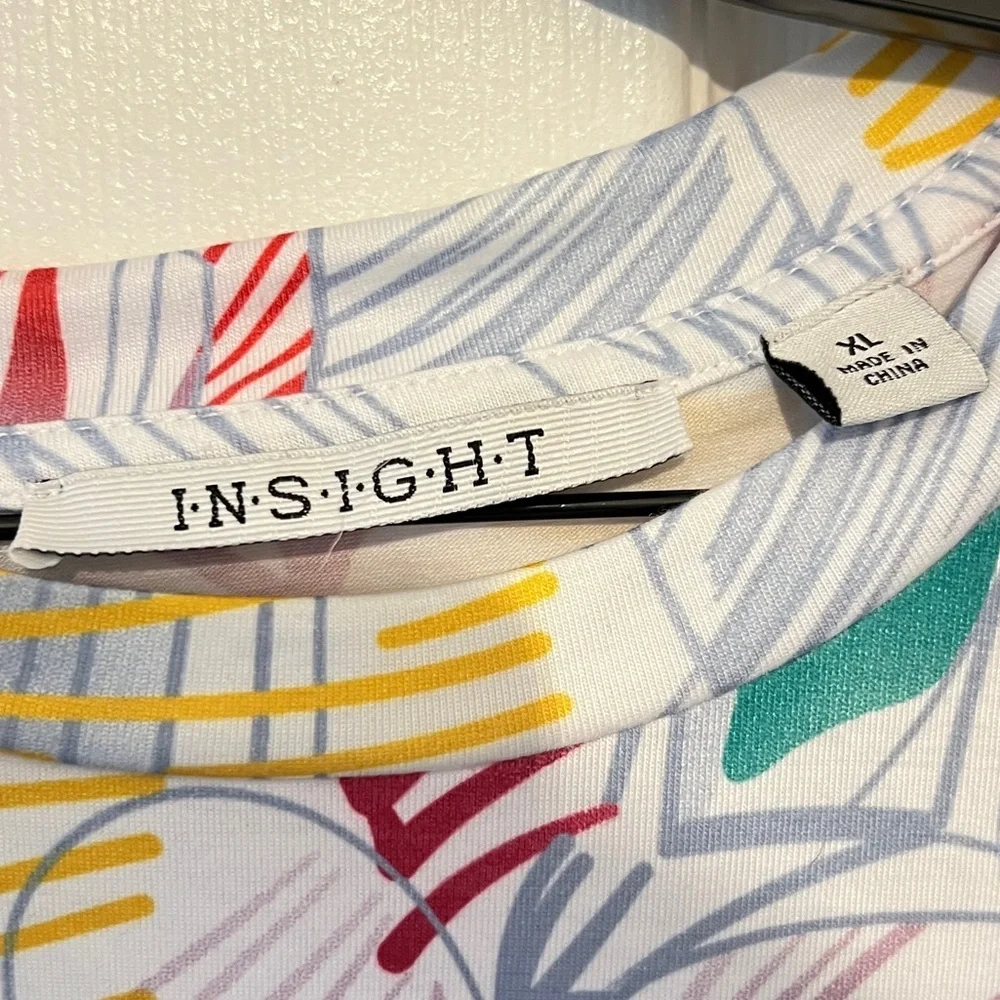 INSIGHT Women’s Multicolor Abstract Scribble Print Long Sleeve Top Size XL - Picture 3 of 5